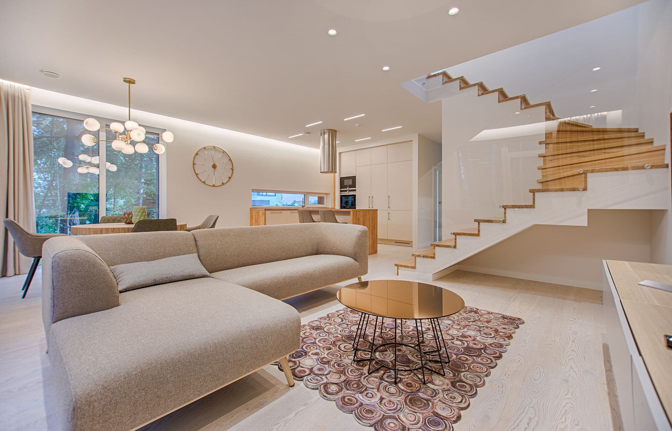 A bright, staged living room