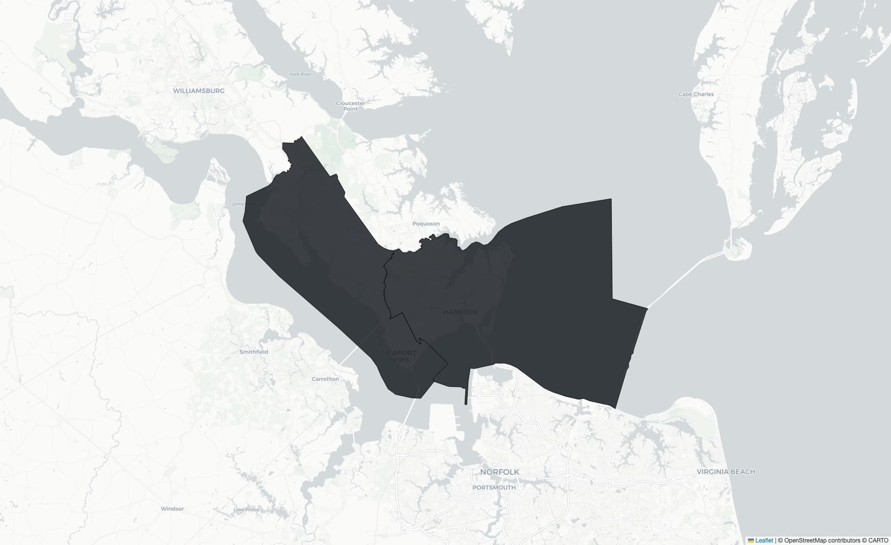 Map of Hampton & Newport News